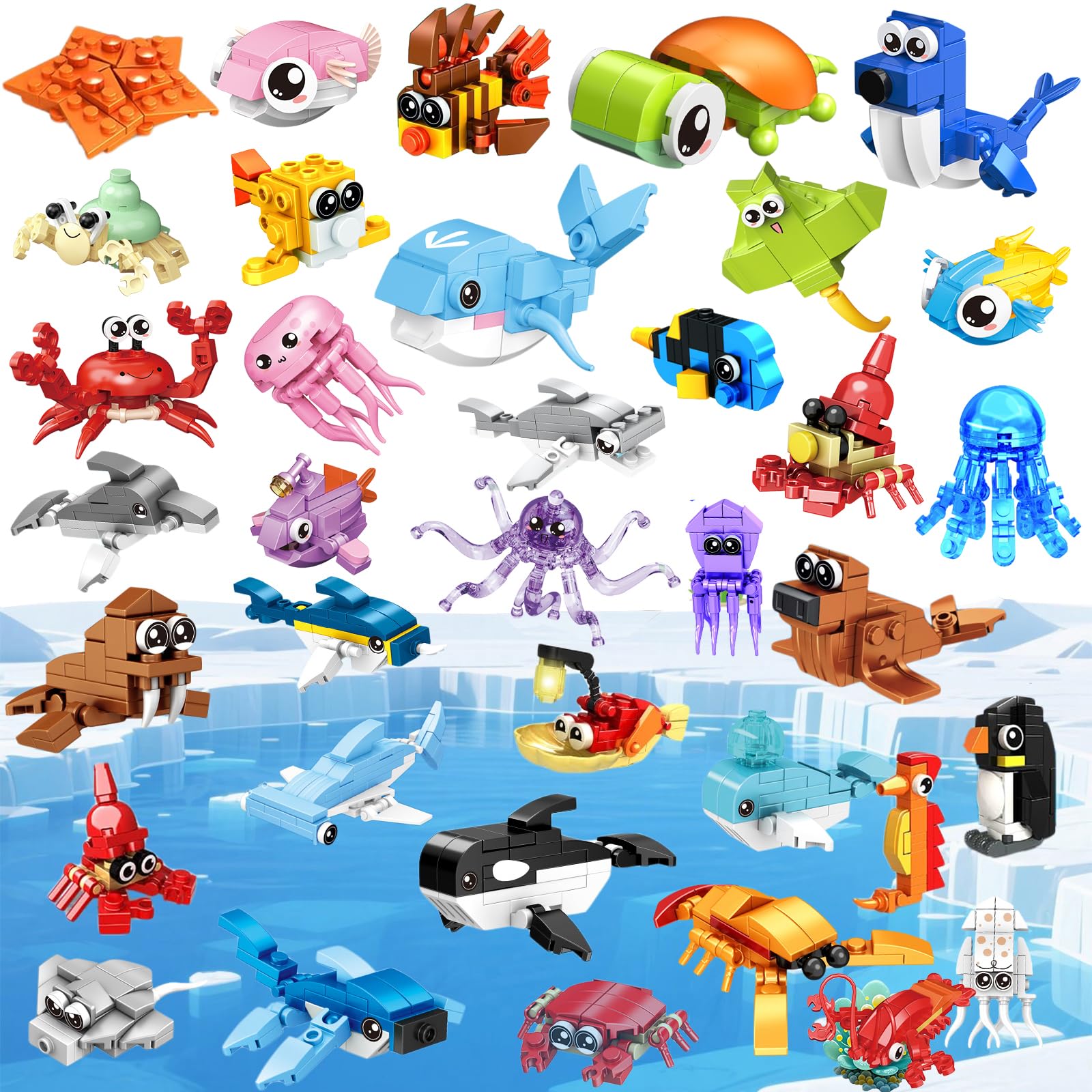 36 Pack Party Favors for Kids Mini Ocean Animals Building Blocks Set  Prize Box Toys for Kids Classroom  Easter Birthday Christmas Goodie Bag Fillers  Creative STEM Building Toys for Ages 6-12