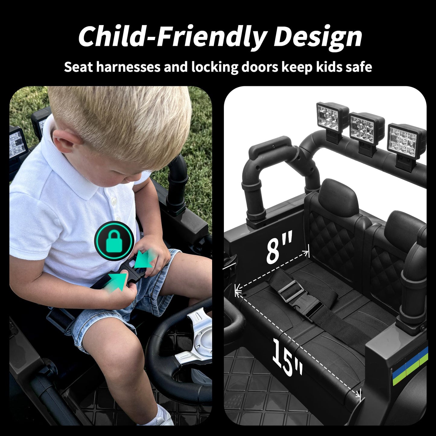 Hikiddo 24V Kids Ride On Car, Kids Electric Vehicles Car Ride On Toy Truck For Toddlers W/Remote Control, 400W Motor - Black