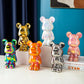 Yundu Silver Ceramic Piggy Bank - Medium Coin Bank for Kids & Adults, Love Bear Modern Décor, Perfect Gift for Birthdays