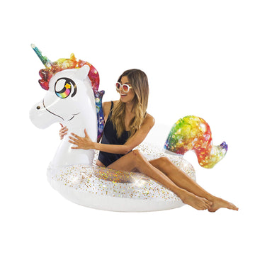 Poolcandy Jumbo 48'' Unicorn Pool Tube, Stylish, Ultra Durable, Easy-Inflate Pvc Pool Tube, Great For Pool, Beach, Lake, River, 