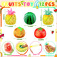 Meooeck 12 Pcs Fruit Stress Relief Toys Watermelon Orange Stress Balls Fidget Toys for Adults Relief Mini Squeeze Fruit Party Fa
