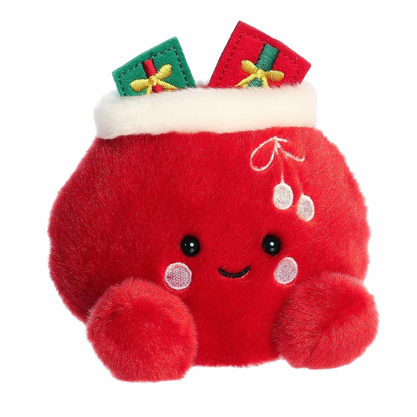 Aurora Festive Palm Pals Velvet Santa Bag Stuffed Animal - 5" Red Plush for Kids & Collectors - Holiday Decoration or Gift