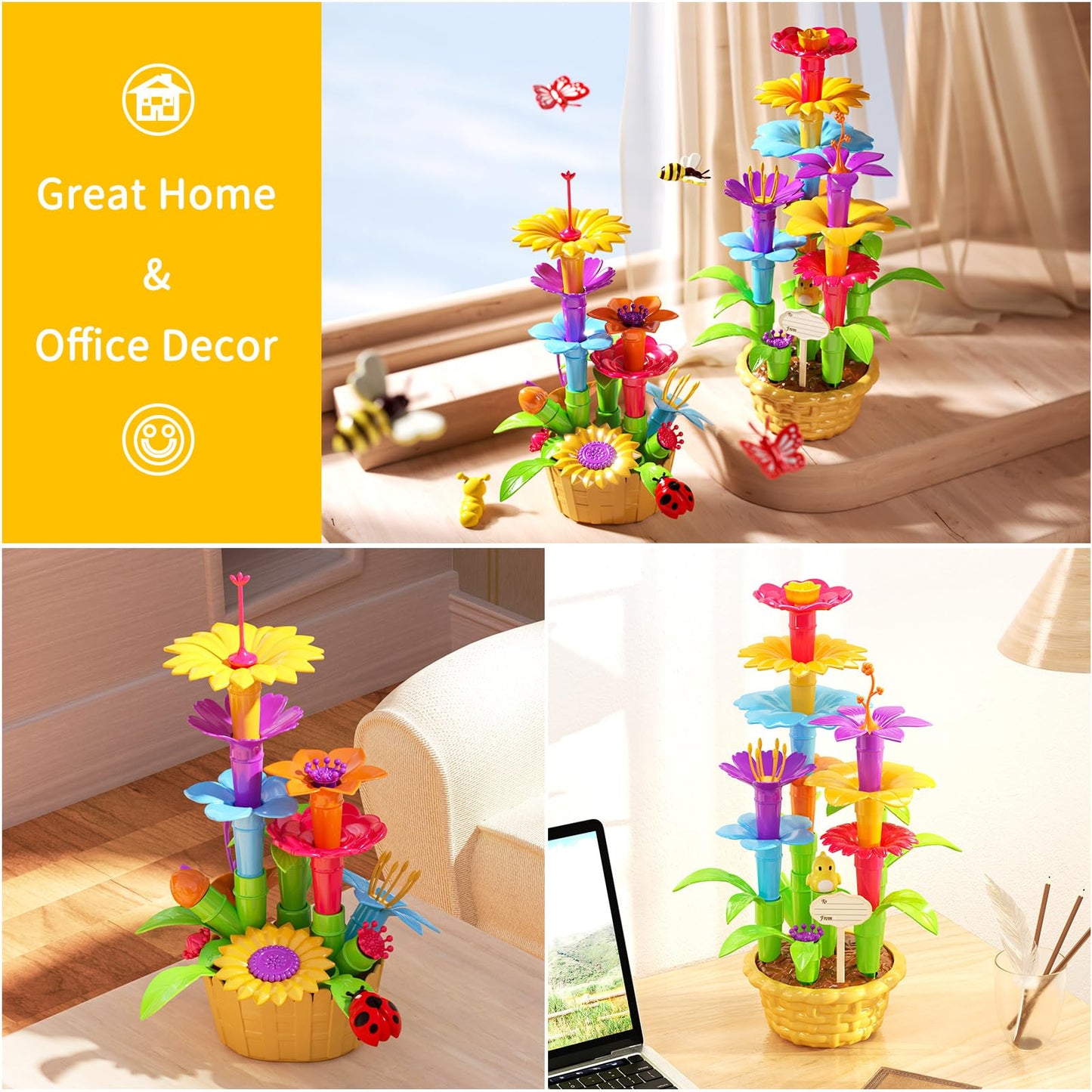 Temi 138 Pcs Flower Garden Building Toys For Girls Toys, Educational Stem Toy And Preschool Garden Play Set For Toddlers 3 4 5 6 7 8 Year Old Kids Boys Girls, Flower Stacking Toys For Kids Age 3-6