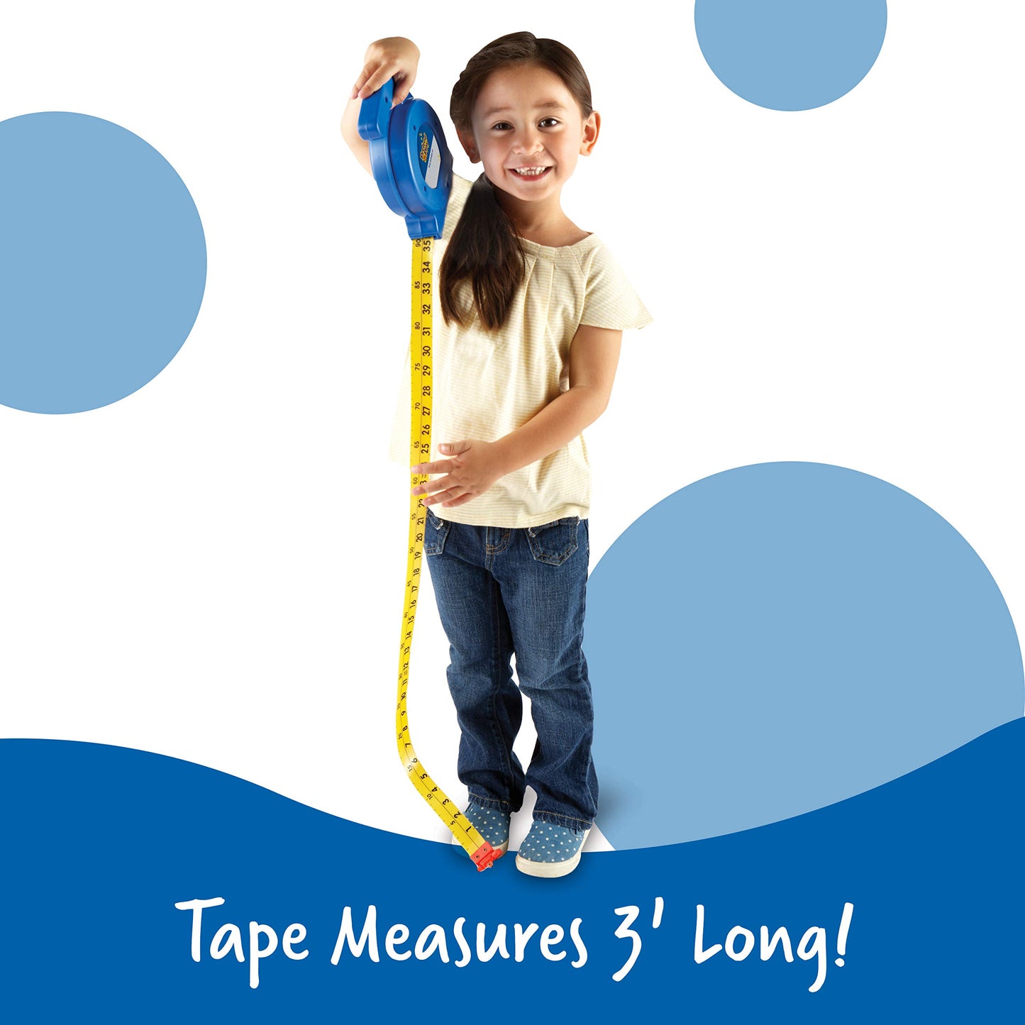 Learning Resources Pretend Play 3'' Long Tape Measure - Ages 3+ Kids Measuring Tape, Measuring Tape Retractable, Educational Toy
