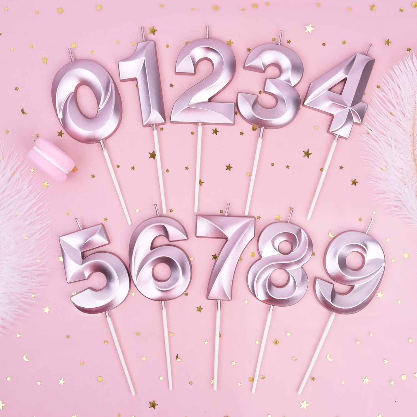 PHD CAKE 2.76 Inch Diamond Rose Gold 1 Number Birthday Candles, Rose Gold Number Candles, Cake Number Candles, Party Celebration