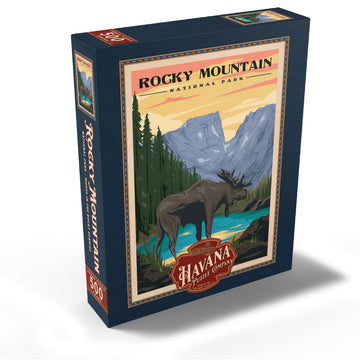 Mypuzzle Rocky Mountain National Park - Moose In The Rocky Sunrise, Vintage Travel Poster - Premium 500 Piece Jigsaw Puzzle For