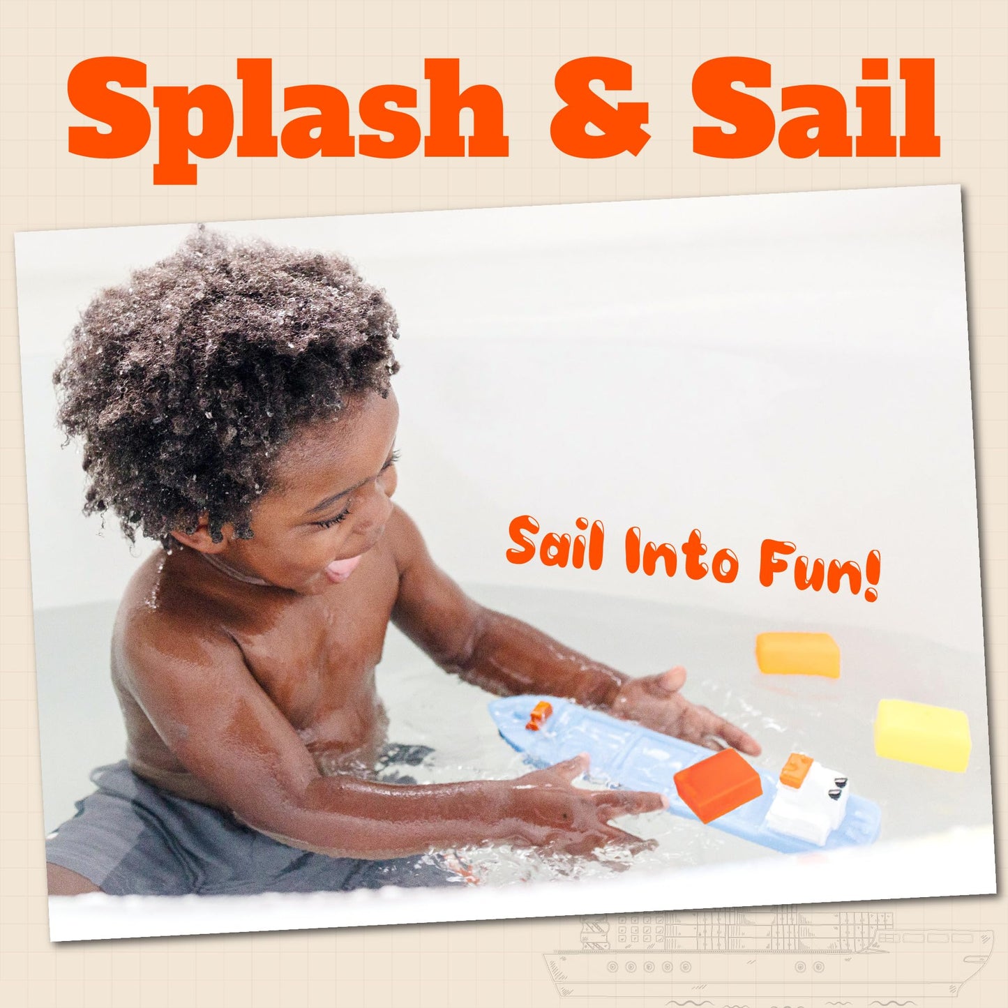 Splashez Boat Bath Toy For Kids | Mold Free Floating Toddler Bath Toys With No Hole For Water | Boat Ship Containers Ideal Size