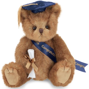 Bearington Collection Smarty Class of 2025 Graduation Plush Teddy Bear Stuffed Animal, Blue Cap, 10 Inch