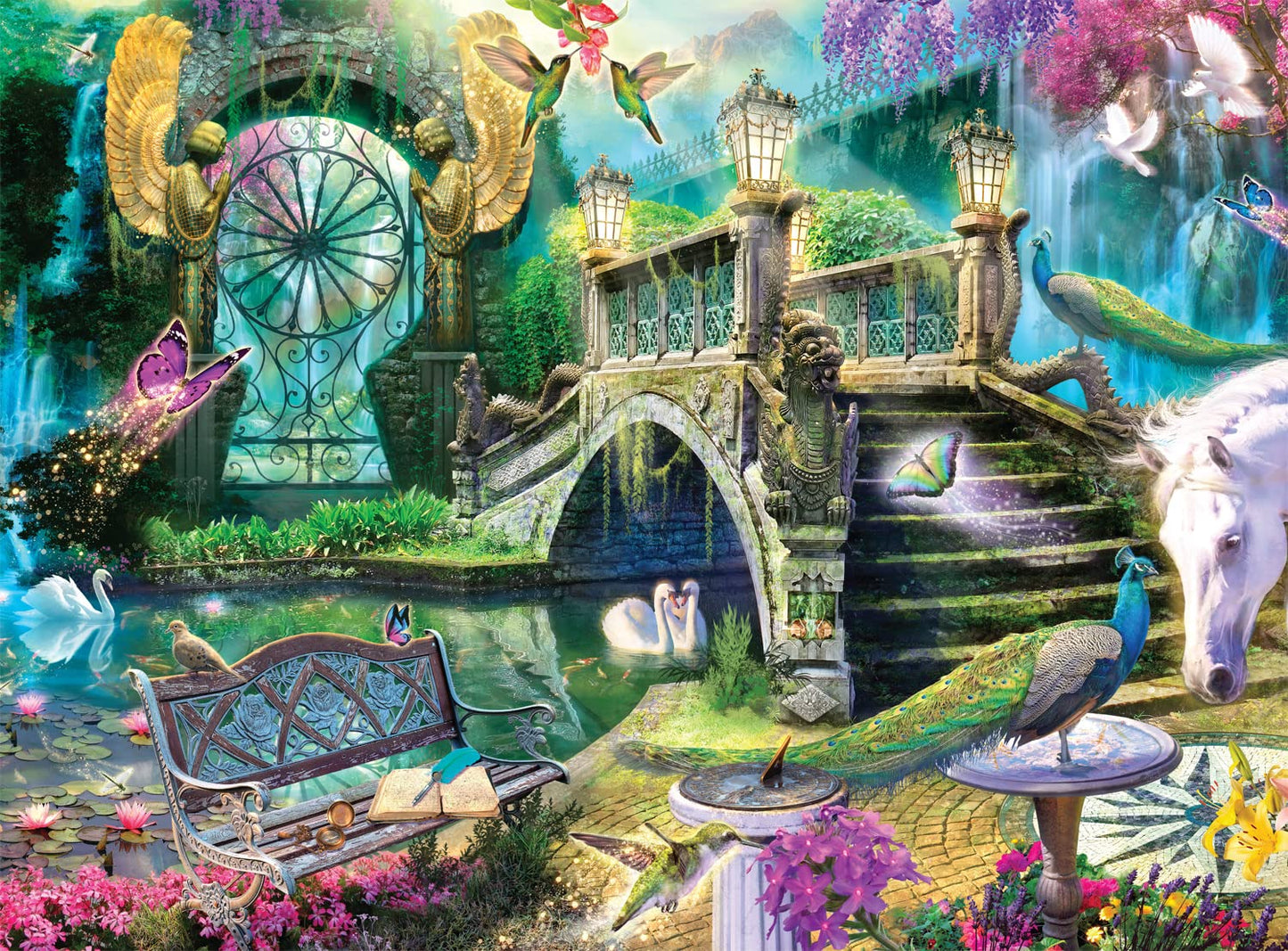 Buffalo Games Enchanted Garden 1000 Piece Jigsaw Puzzle - Large Multicolor Paper Puzzle, Model 11875 for Adults, Perfect for Game Nights