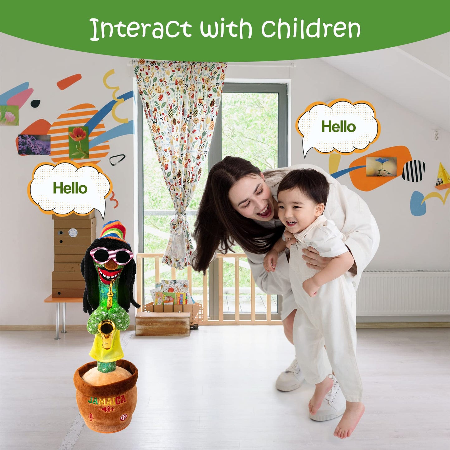 Miaodam Dancing Cactus, Talking Cactus Toy With Funny Style 270 Degree Rotation For For Baby Boys And Girls, Cactus Baby Toy Repeats What You Say Colorful Glowing Singing Cactus Toy