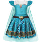 Wonderbabe Little Girls Princess Dress Merida Costume Dress Birthday Party Fancy Dress Hallowen Cosplay With Long Cape Size 7-8