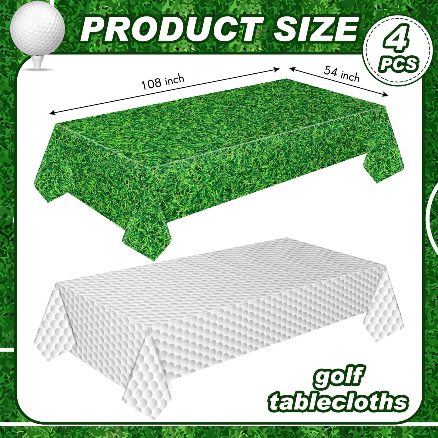 Mixweer Golf Plastic Tablecloth Golf Party Disposable Table Cover Golf Pattern Party Supplies Plastic Golf Theme Table Cover Rec