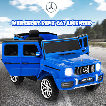 Olakids 12V Kids Ride On Car, Licensed Mercedes Benz G63 Electric Vehicle With Remote Control, Double Open Doors, Music, Bluetooth, 2 Speeds, Wheels Suspension, Battery Powered Driving Toy (Navy)