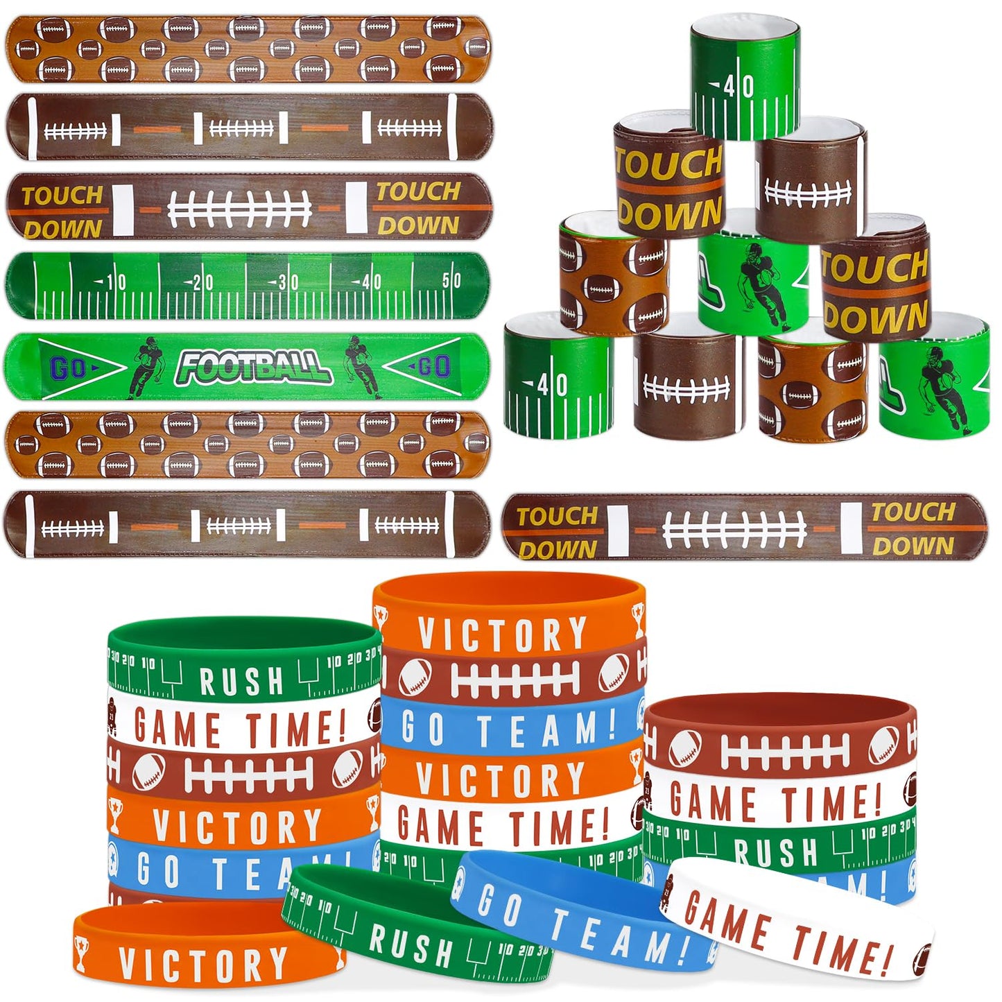 Pixhotul 40 Pieces Football Party Favors, Silicone Wristbands And Rubber Bracelets For Game Day, Teens Birthday, Theme Party, Te