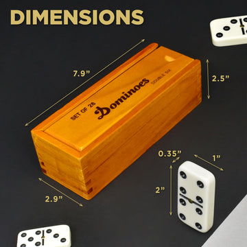 Queensell Dominos Set For Adults – Dominoes - Classic Board Games, Double 6 Dominoes Family Games For Kids And Adults - Double Six Standard Dominos Set 28 Tiles With Wood Case, Juegos De Mesa