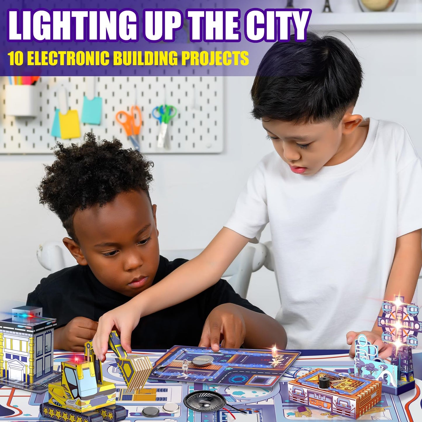 Japace Electricity Science Kit for Kids, 10 STEM Projects, 9.44x12.99x2.36 inches, Model MDSC06, Great Gift for Ages 8-14
