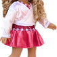 Ice Skating Girl - 4 Piece Ice Skating Outfit For 18 Inch Doll - Pink Leotard With Skirt, White Warmup Sweater And White Ice Skates - 18 Inch Doll Clothes (Doll Not Included)