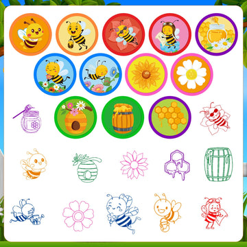 Cinrobiye 24 PCS Bee Stampers for Kids