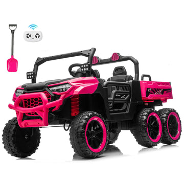 Letsgoride 24V Ride On Dump Truck, Kids Two Seater Battery Powered Truck Car W/Parent Remote Control, Electric Dump Bed, Shovel,