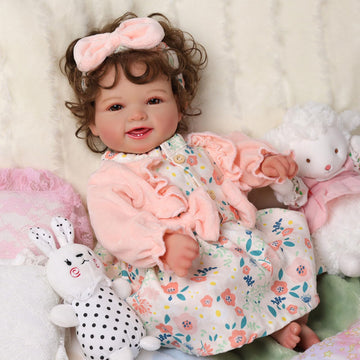 Babeside Lifelike Reborn Baby Dolls, 17 Inches Lovely Realistic-Newborn Baby Dolls With Curly Brown Hair, Soft Body Real Life Baby Dolls Girl With Gift Box For Kids Age 3+