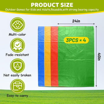 Unifamily 12Pcs Colorful Potato Sack Race Bags For Kids And Adults, 40 X 24Inches Sack Race Bags For Outdoor Sports Games, Outdo