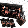 3 Pieces We Will Miss You Tablecloth Going Away Party Decorations Retirement Themed Table Cover Stars Disposable Plastic Table Cloth For Farewell Anniversary Party Supplies (Rose And Gold)