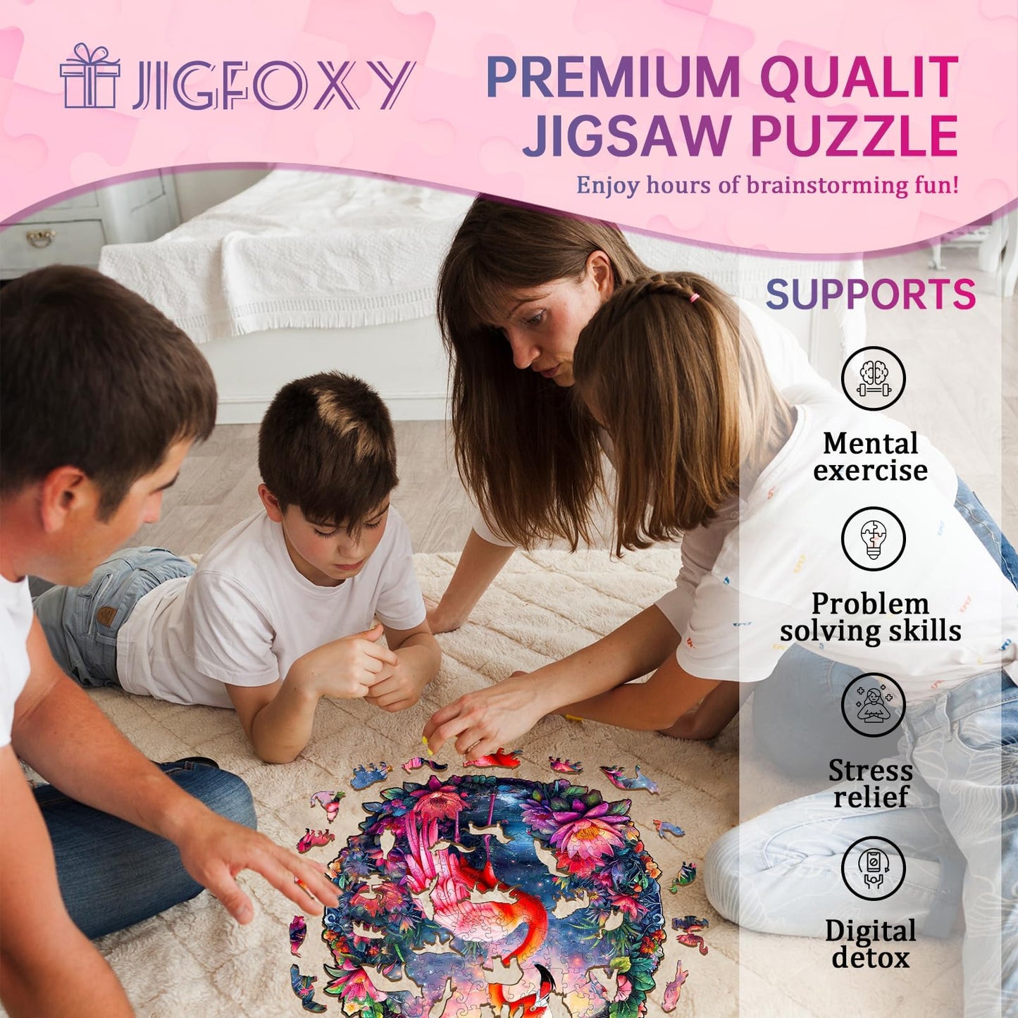 Jigfoxy Wooden Puzzles for mature-themeds  Flamingo Wood Puzzles mature-themed  Unique Animal Shape Wooden Jigsaw Puzzles for mature-themeds  Birthday Gifts for Puzzle Lovers  Family  Friend (XL-17.3 * 16.7in-490pcs)