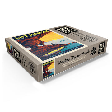 Mypuzzle Great Lakes: Lake Superior, Vintage Poster - Premium 100 Piece Jigsaw Puzzle For Adults