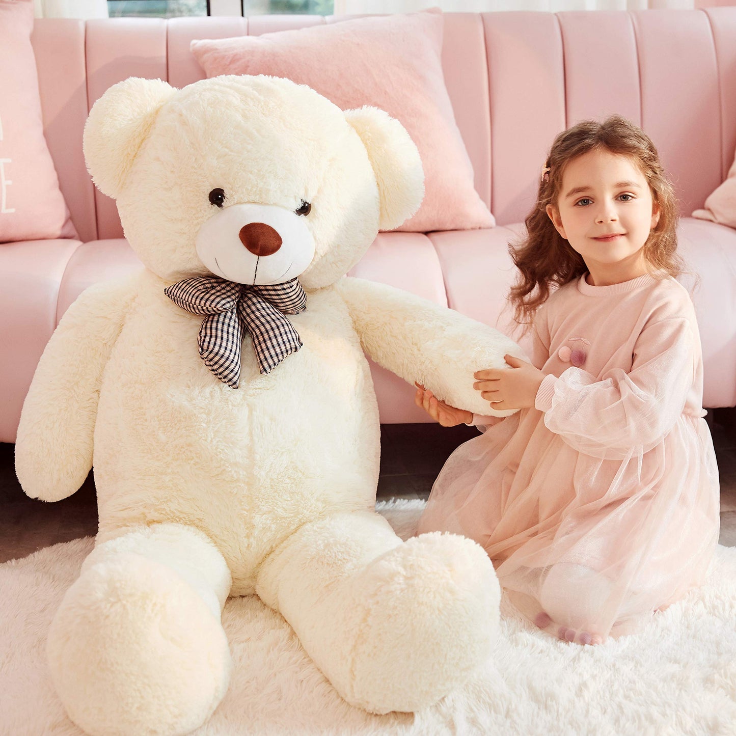 IKASA 47-Inch White Giant Teddy Bear Plush Toy - Soft Stuffed Animal for Kids and Adults, Perfect Gift for Any Occasion