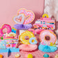 11 Pieces Donut Table Decorations Include 8 Pieces Honeycomb Donut Centerpieces for Party 3 Pieces Donut Cardboard Stand up for