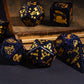 UDIXI Gemstone DND Dice Set Blue Sandstone Dice with Cute Cat Pattern, Stone Dice for Dungeons and Dragons Tabletop Game