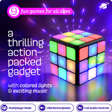 Ninja Blast Rechargeable Game Activity Cube - 9 Fun Brain & Memory Games - Cool Toys For Boys And Girls - Birthday Gifts For Age 6, 7, 8, 9, 10, 11, 12 Year Old Kids Teens - Best Boy Toy Gift Ideas