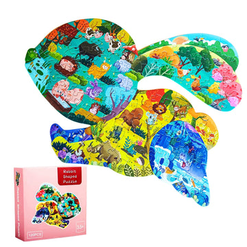 Puzzles For Kids Ages 4-6-8,120 Piece Jigsaw Puzzles Rabbit Shaped Learning Educational Toys Gifts For Boys Girl Age 4 5 6 8 Birthday Halloween Christmas Party Favors