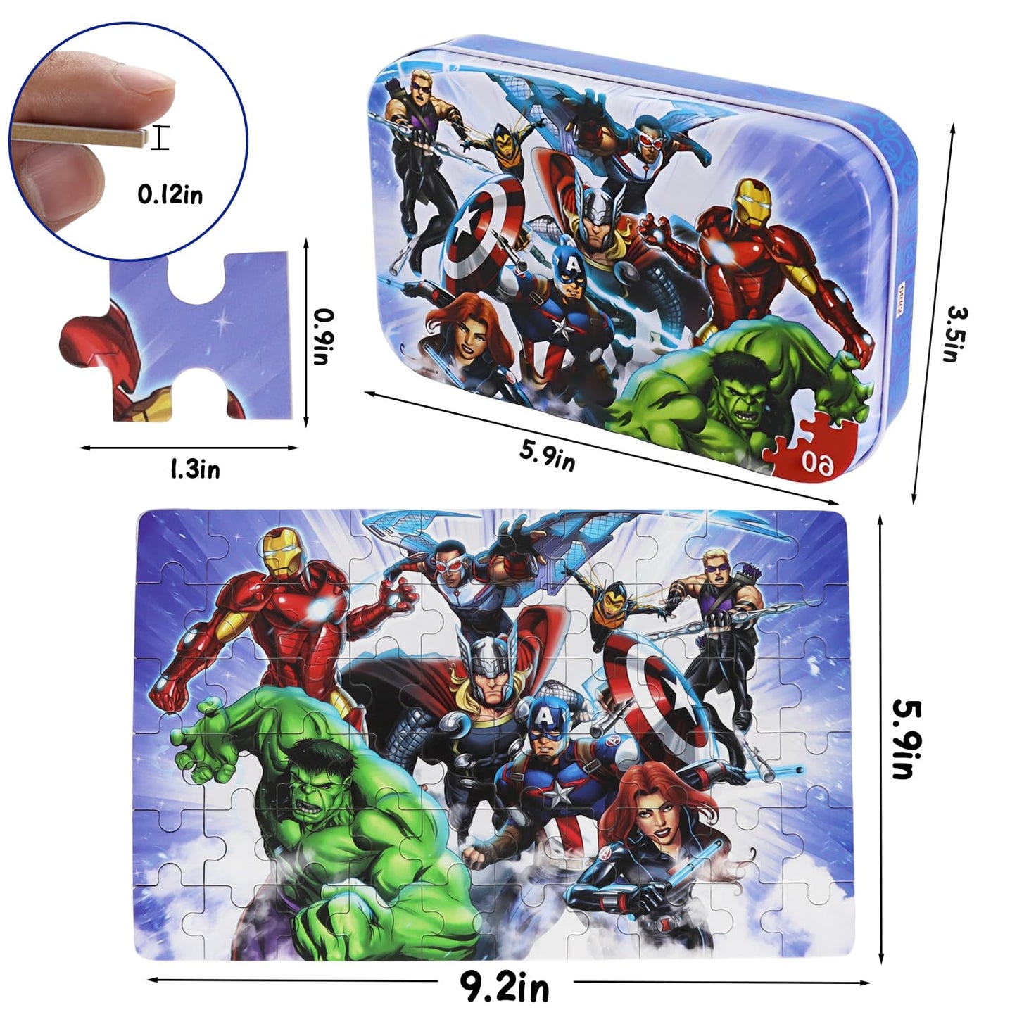 Avengers Jigsaw Puzzles For Kids Ages 4-8, 60 Piece Superhero Puzzles Learning Educational Puzzles For Children Girls And Boys,