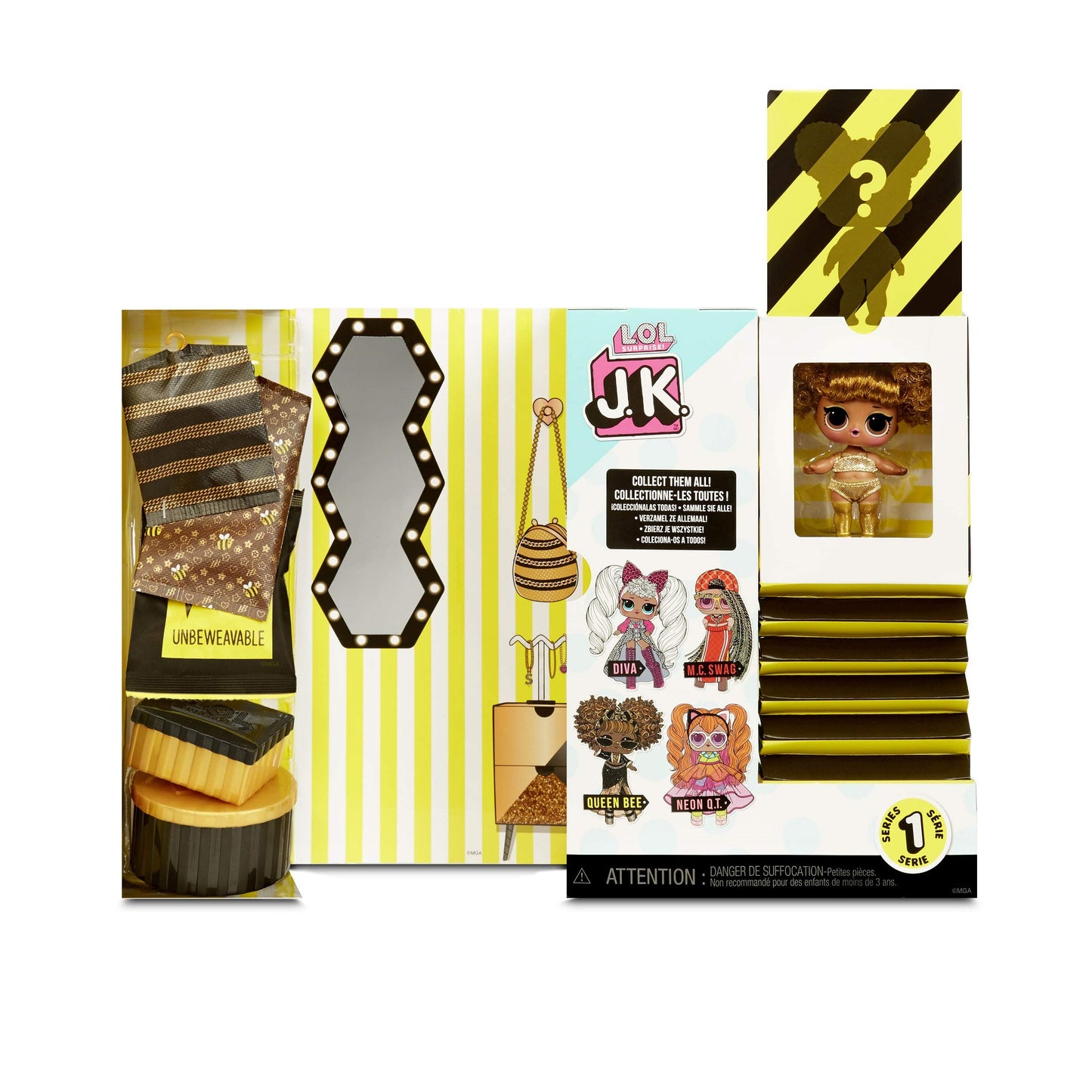 L.O.L. Surprise! JK Mini Fashion Doll Queen Bee with 15 Surprises Including Dress Up Doll Outfits  limited availability Doll Accessories - Girls Gifts and Mix Match Toys for Kids 4-15 Years