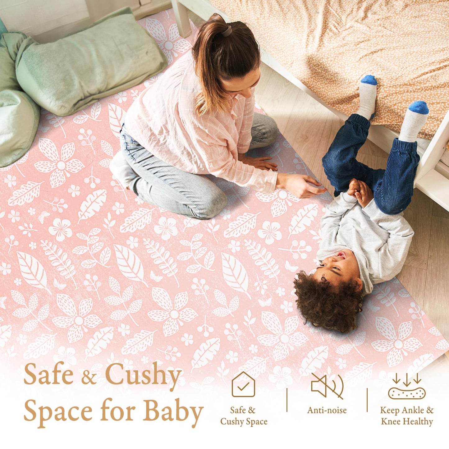 Popsykosy Premium Baby Foam Play Mats - Stylish & Large Non-Toxic Puzzle Floor Tiles - 6 Tiles - Spacious 6Ft X 4Ft - Expandable