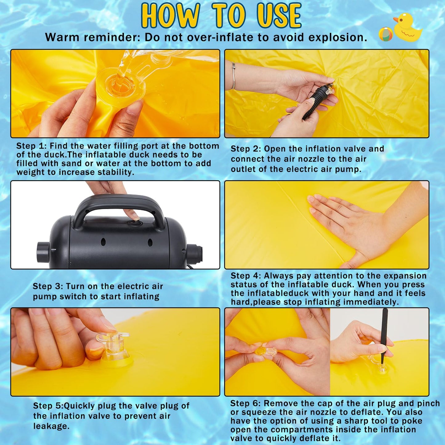 Hungdao Giant Inflatable Duck Pool Float - 5 Ft Yellow PVC Rubber Duck for Summer Beach & Pool Parties