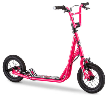 Mongoose Expo Kick Scooter, Bmx-Style Handlebar & Brake Cable Rotor, For Riders Ages 6 And Up, Rear Axle Pegs, 12-Inch Air Tires, Max. Weight Of 175 Lbs., Pink/Black
