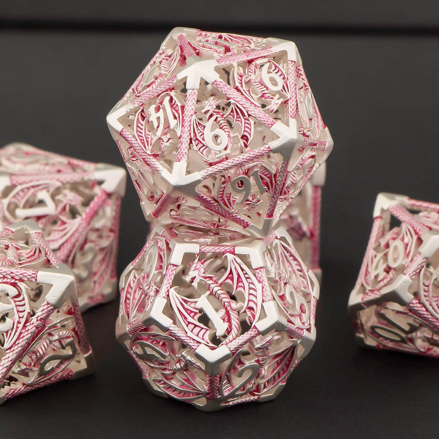 Kerwellsi Dnd Dice Set With Gifts Box, 7Pcs Polyhedral Hollow Metal Dice Set For Role Playing Game, D And D Dice D20 D12 D10 D8