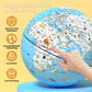 Jowhol Illuminated Globe For Children With Animals Illustrations Easy To Read - 8'' Small World Globe For Kids Learning Geograph