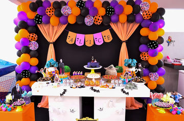 Bonropin Halloween Balloon Garland Arch Kit With Halloween Spider Web, Boo Aluminum Foil Banner Balloons, Spider Balloons, Black