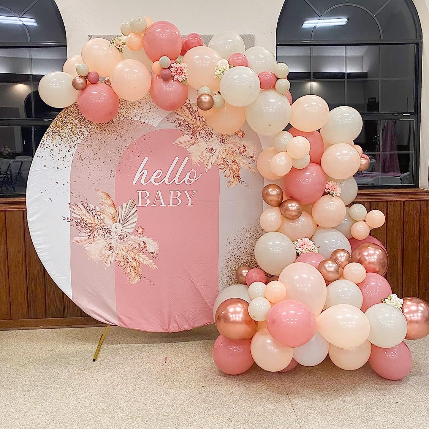 Retro Pink Beige Balloons Set, 12 Inch Dusty Pink Balloons Pink Gold Party Balloons Dark Gold Latex Balloons Boho Style Blush Pi