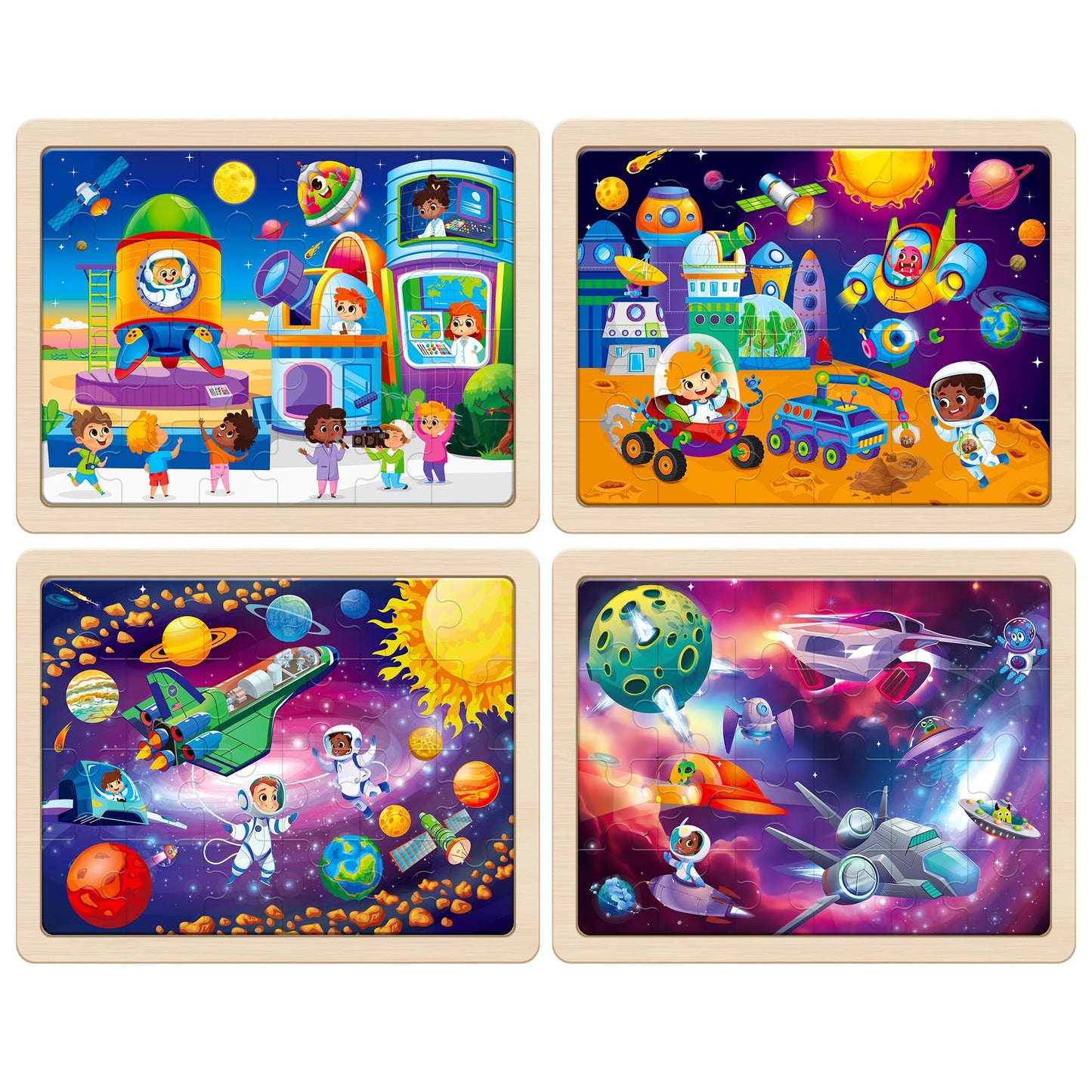 Synarry Large Space Planets Solar System Wooden Puzzles For Kids Gift Box(12.2*9.4 In) - Fsc Certified, Puzzles For Toddlers 3-5, Puzzles For Kids Ages 4-6, Wood Toys Gifts For 3 4 5 Year Old Boy Girl