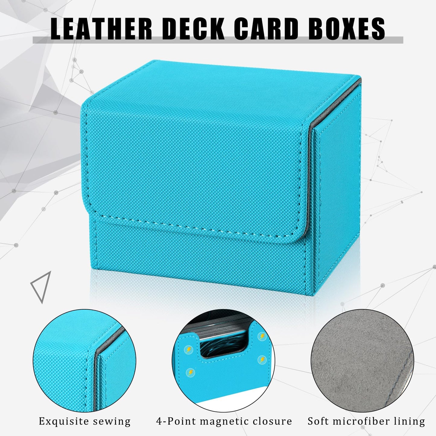 Yookeer 6 Pack Leather Deck Card Boxes 100+ Card Deck Game Box Magnetic Playing Card Storage Box For 100 Plus Cards Compatible With Tcg(Pink,Orange,Blue,Yellow,Green,Purple,Horizontal)