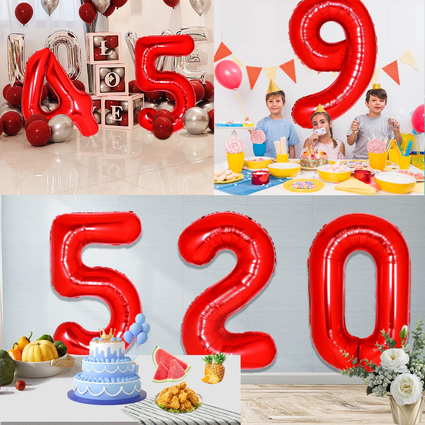 40 Inch Giant Red Number 4 Balloon, Helium Mylar Foil Number Balloons For Birthday Party, 4Th Birthday Decorations For Kids, Ann