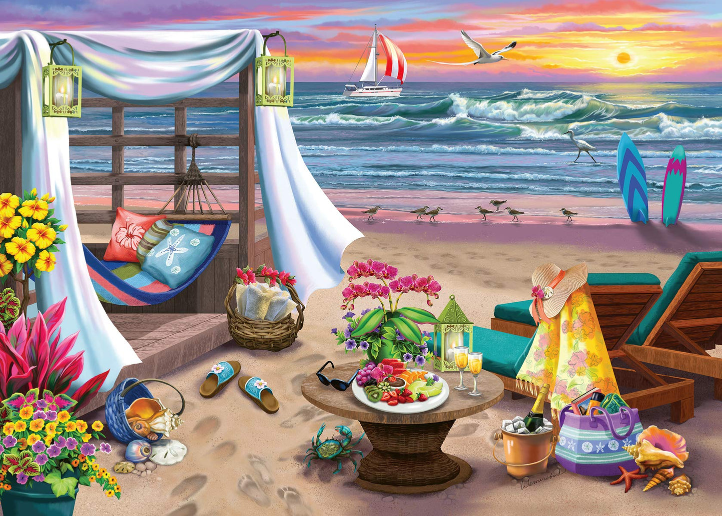 Ravensburger 500 Piece Cabana Retreat Puzzle | Unique Softclick Technology | 20 x 14 in | Multicolor | Model 16792