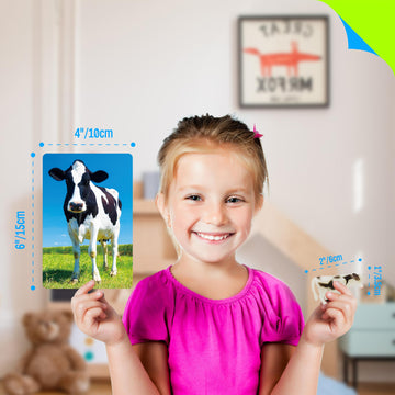 12 Pcs Farm Animal Figurines With 12 Introducing Flashcards, Realistic Farm Animals Playset Montessori Toys Science Educational Matching Game For Homeschool Preschool Toddler Kids