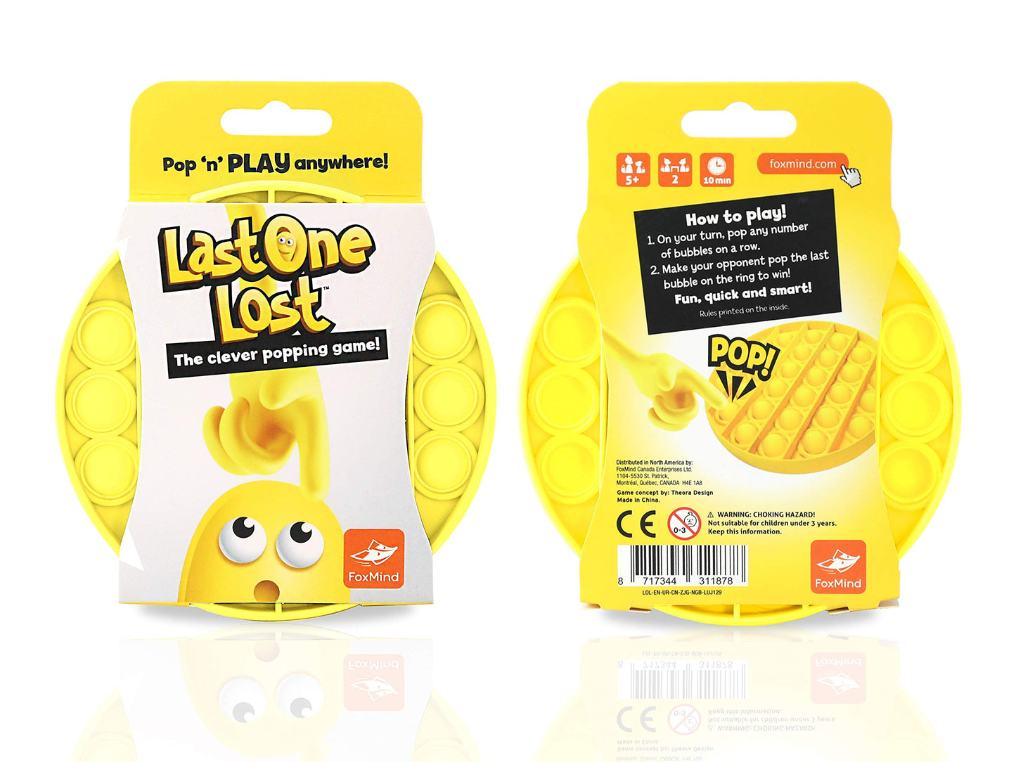 Foxmind, Last One Lost, Tactile Logic Travel Game For Kids, Family, And Friends - Yellow