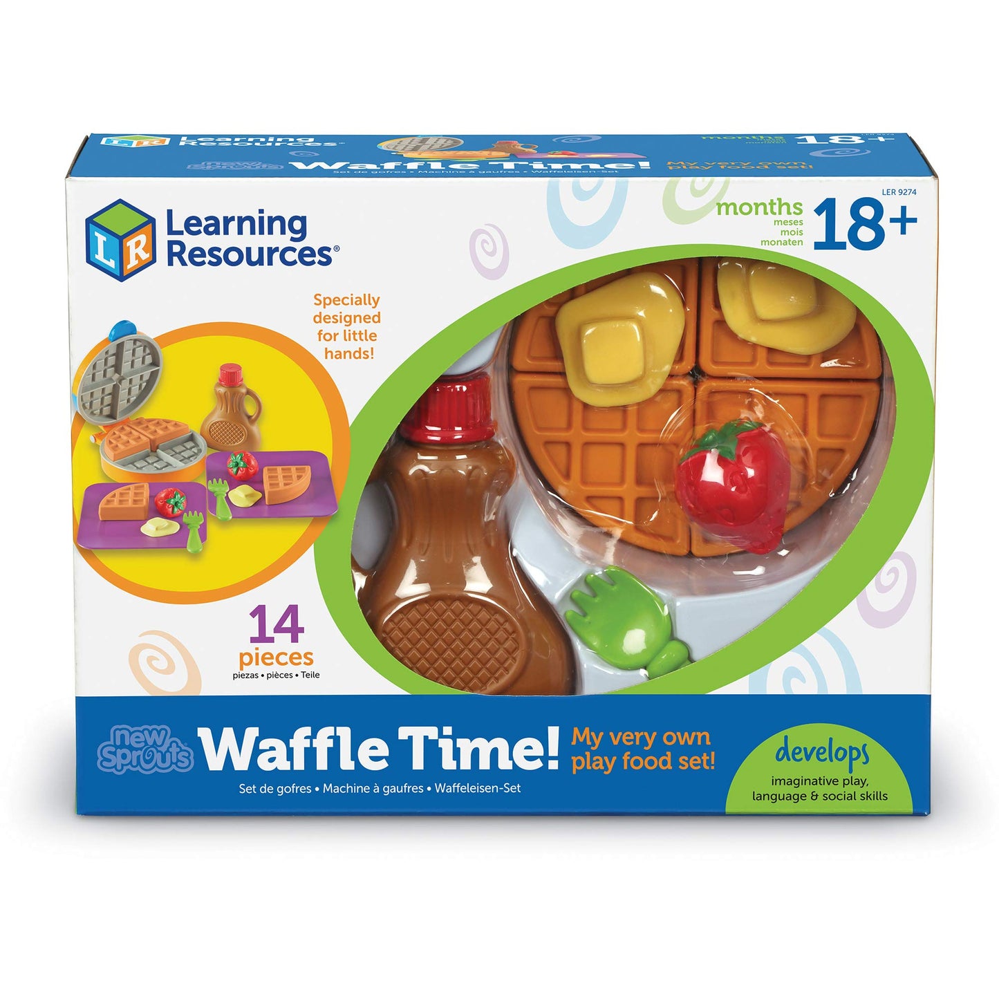 Learning Resources New Sprouts Waffle Time, Pretend Play Food Set, Kids Play Food Set, Play Food, Learning Toys, 14 Piece Set, A
