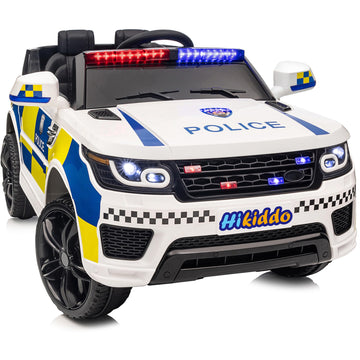 Hikiddo 24V Electric Police Ride-On Car For Kids, Ride-On Toy Kids Car W/Parental Remote Control, 2X200W Motors - White